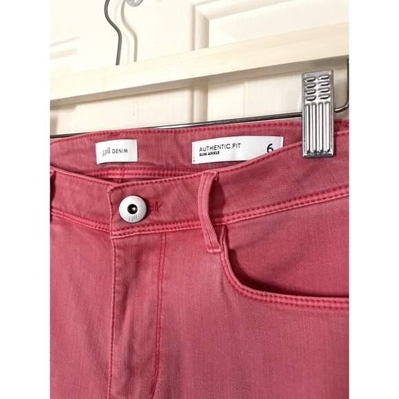 J. Jill Denim Pink Authentic Fit Slim Ankle Cropped Midrise Jeans Spring  6 - Picture 3 of 5